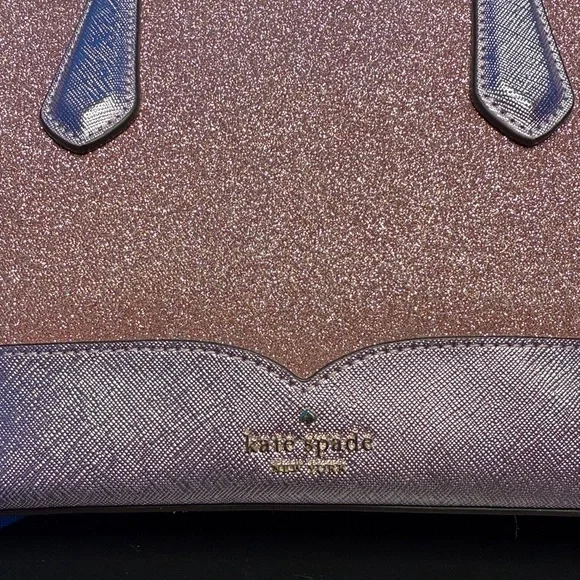 KATE SPADE ♠️ LOLA ROSE PINK GLITTER SHIMMER SPARKLE SATCHEL / HANDBAG / TOTE - Picture 3 of 17